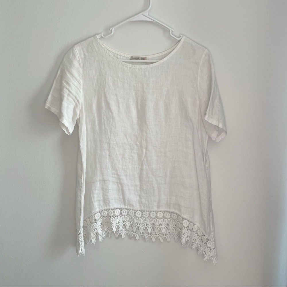 Terzo Millenio Linen Appliquรฉ Top